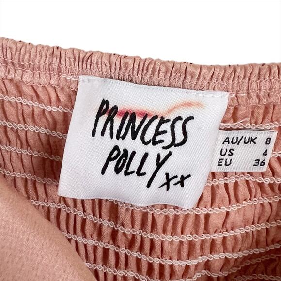 Princess Polly Cropped Long Sleeve Estee Top in Light Pink Satin Size 4 - Picture 7 of 9